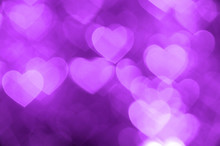 Purple Heart Bokeh Background Photo, Abstract Holiday Backdrop