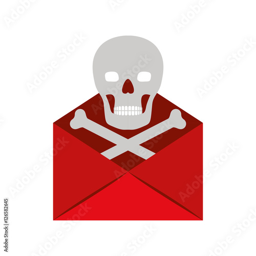 Red Envelope With Skull With Crossbones Icon Over White