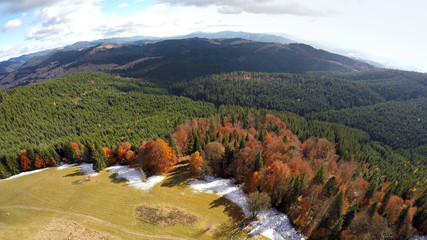 Sticker - erial view of the Carpathian mountains in autumn