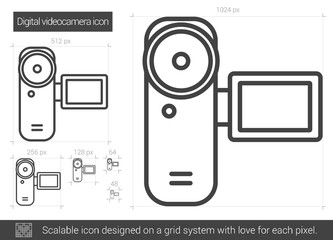 Wall Mural - Digital videocamera line icon.