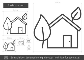 Poster - Eco house line icon.