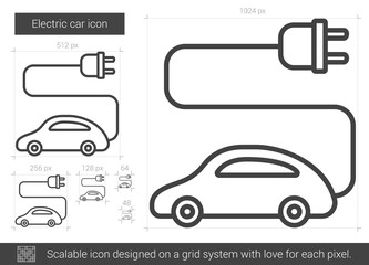 Wall Mural - Electric car line icon.