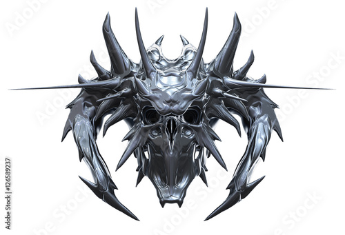 Fotografie, Obraz Metallic skull design isolated on white background