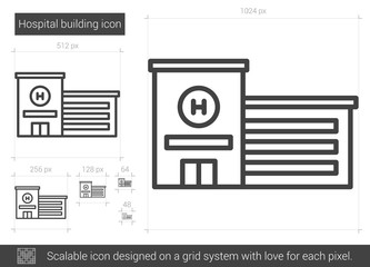 Poster - Hospital building line icon.