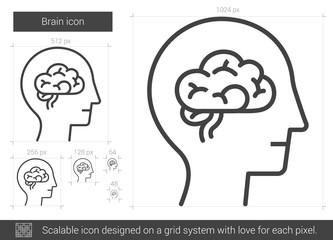 Poster - Brain line icon.