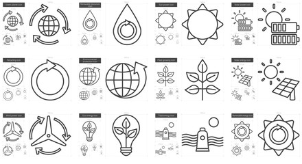 Wall Mural - Ecology line icon set.