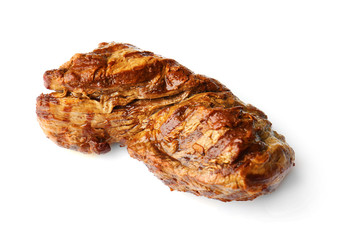 Poster - Piece of tasty roasted steak isolated on white