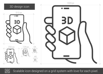 Wall Mural - Three d design line icon.