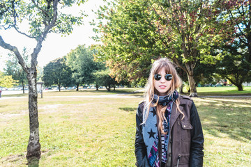 Poster - Girl in front of trees at Trout Lake, Vancouver, Canada