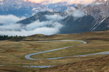 Wall Mural - Mountain road in Italy Alps, Passo Giau