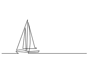Wall Mural - continuous line drawing of sailboat