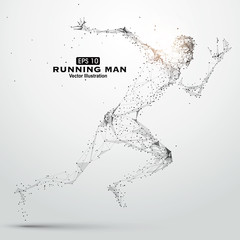 Wall Mural - Running Man, points, lines and connected to form, vector illustration.