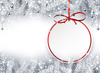 Wall Mural - Christmas background with red ribbon.