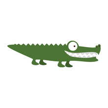Alligator Or Crocodile Cartoon Animal Icon Image Vector Illustration Design 