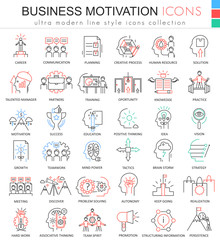 Poster - Vector Business motivation ultra modern color outline line icons for apps and web design.