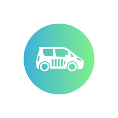 Poster - electric car, vehicle icon, EV, car with battery, ecologic transport round pictogram