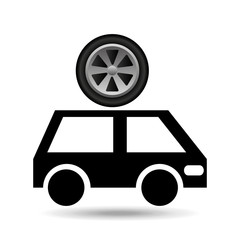 Canvas Print - cartoon van car wheel icon design vector illustration eps 10