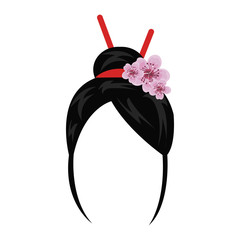 Sticker - geisha wig hair style icon vector illustration design