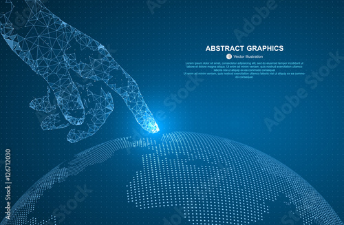 Fotografiet Touch the future, vector illustration of a sense of science and technology