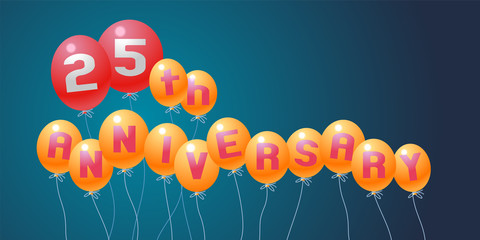 25 years anniversary vector illustration, banner, flyer, logo, icon, symbol