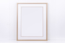 Mockup Plain Thin Portrait Gold Frame On A White Background Overlay Your Quote Promotion Headline Or Design Great For Small Businesses Lifestyle Bloggers & Social Media Campaigns