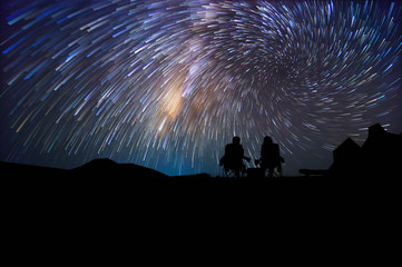 Wall Mural - couple and milky way