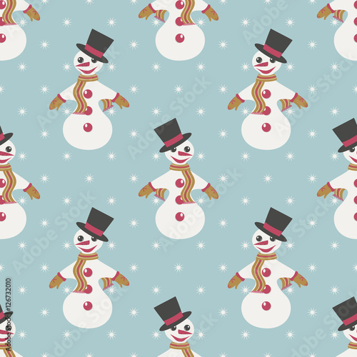 Materiał do szycia Nahtlose Darstellung Weihnachten mit Schneemännern