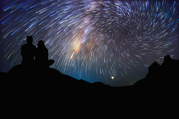 Wall Mural - couple and milky way