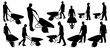 People with wheelbarrow silhouettes