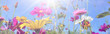 Grußkarte - bunte Blumenwiese - Sommerblumen Panorama