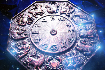 Wall Mural - magic zodiac with astrology signs and blue stars
