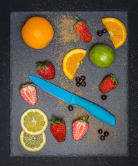 Fresh mixed fruits on fancy plate