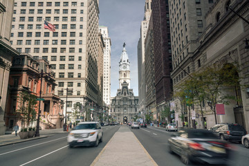 Wall Mural - Street view of downtown Philadelphia