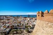 View of Almeria (Almería) old town and port from the castle (Alcazaba of Almeria), Spain 
