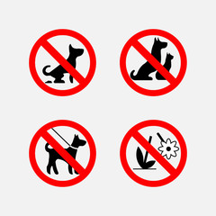 Wall Mural - icon signs prohibiting animals, plants, fully editable vector im