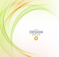 Abstract vector background, orange and green wavy 