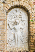 Bas Relief Representing The Virgin Mary Surrounded By Angels.