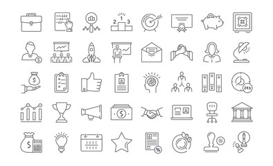 Wall Mural - Set Vector Flat Line Icons Startup