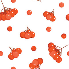 Wall Mural - winter seamless pattern with rowan berries. Vector illustration on white background.