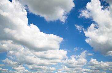 Blue sky with clouds background and textures. 