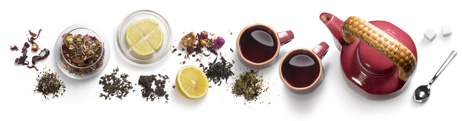 tea accessories on a white background