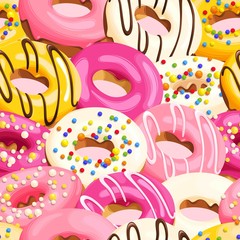 Wall Mural - Glazed donuts seamless