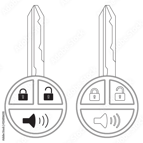 Car key outline - Buy this stock vector and explore similar vectors at