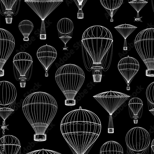Board z aluminiowym obramowaniem Czarno-biały wzór gorącym powietrzem balon. 