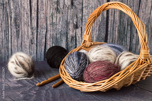 Knitting Wicker Basket With Colored Balls Of Wool Yarn And Crochet Hooks On Wooden Background Stock Photo Adobe Stock Knitting Wicker Basket With Colored Balls Of Wool Yarn And Crochet Hooks On Wooden Background Stock Photo Adobe Stock