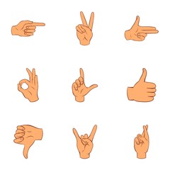 Poster - Communication gestures icons set. Cartoon illustration of 9 communication gestures vector icons for web