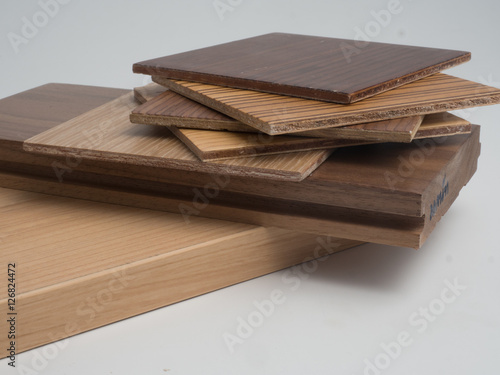 Fotografie, Obraz Samples of veneer wood on white background