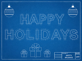 Wall Mural - Happy Holidays 2017 - Blueprint