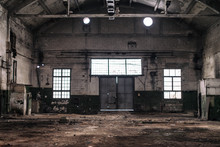 Abandoned Industrial Factory Interior.