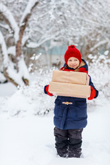 Canvas Print - Little girl outdoors on Christmas day